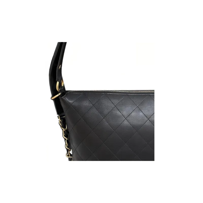 CHANEL Calfskin HOBO Shoulder Bag Small Size Women's Black-2