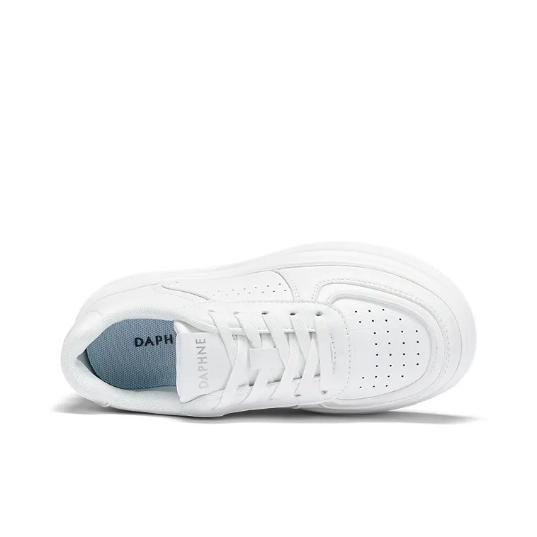 DAPHNE Height Increasing Low Top Skateboard Shoes Women's White-4