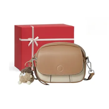CNNCOO Cow Leather Shoulder Bag Women's Apricot & Milkshake White