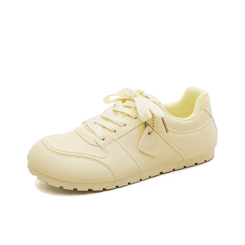 HUANQIU Slip Resistant, Abrasion Resistant, Lightweight Low Top Casual Shoes Women's Cream Yellow-1
