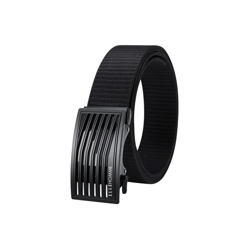 ELLE HOMME Canvas Business Workplace Etiquette Belt, Sports Belt, Gift Box Set Men's Gunmetal Width 3.5cm-0