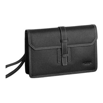 SEPTWOLVES Cow Leather Clutch Medium Size Men's Black