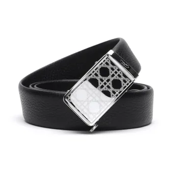 Satchi Cow Leather Belts Men's Black Width 3.45cm