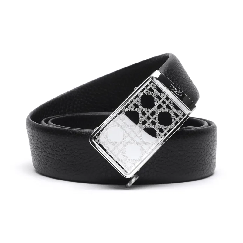 Satchi Cow Leather Belts Men's Black Width 3.45cm-0