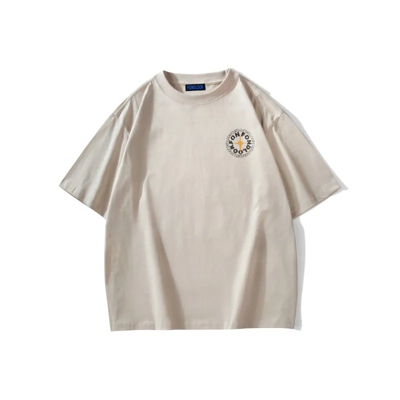 FONDLOOK T-Shirts Unisex Light Beige Apricot-1