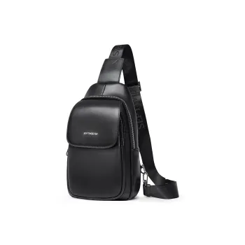 SEPTWOLVES Split Cow Leather Shoulder Bag Cell Phone Pouch Water Repellent QPL Regular Men's Black