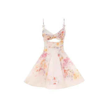 Mu Xiao Xin Slip Dresses Women's Pink Floral
