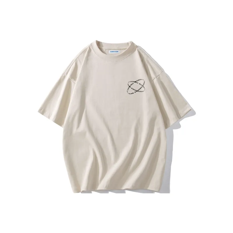 FONDLOOK T Shirts Unisex Light Beige Apricot-1