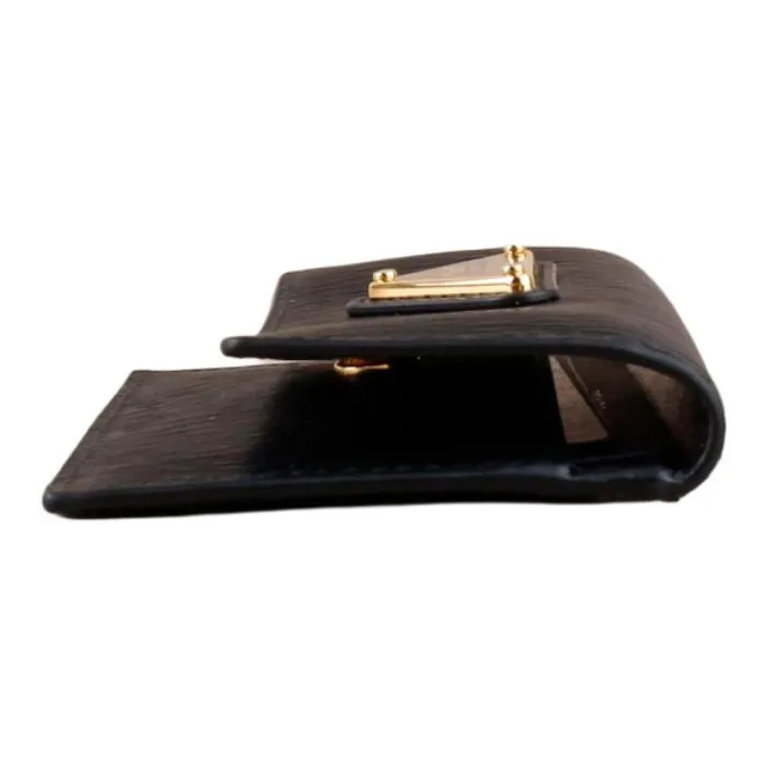 PRADA Cow Leather Card Holder Regular Unisex Black-2