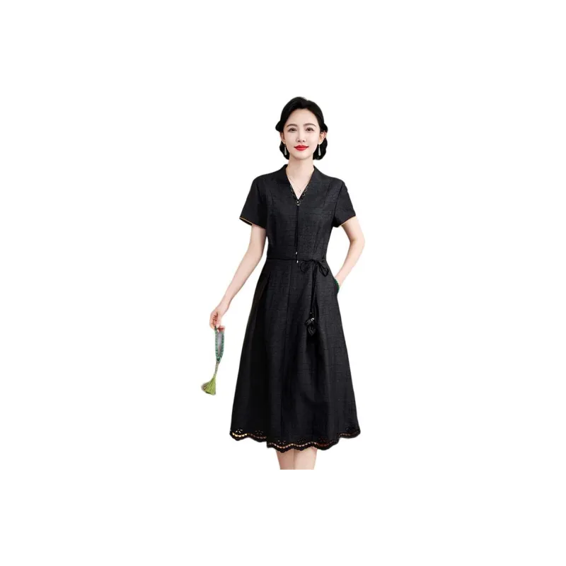 Yi Mengyuan Silk Short Sleeved Dress Women's-0