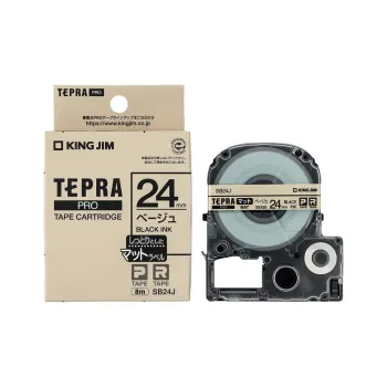 KING JIM Tepra PRO Tape Case, Matte Label 24mm Beige/Black Text 8m SB24J Stationery Tape