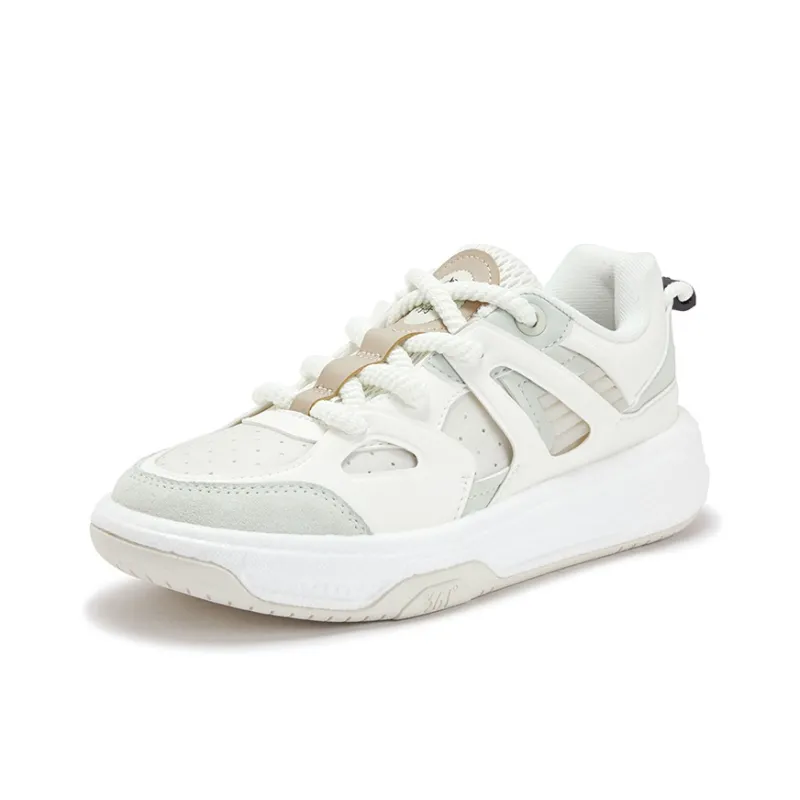 361° Rowing Boat Anti Slip Wear Resistant Low Top Skateboard Shoes Women's White Green-1