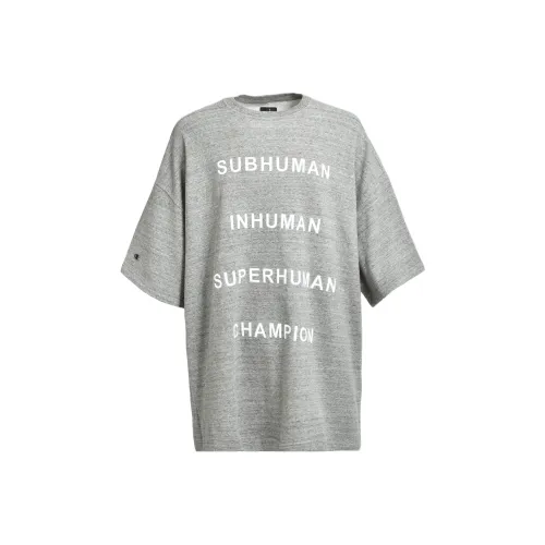 Champion X RICK OWENS Champion Co branded Edition T Shirts Men Gray
