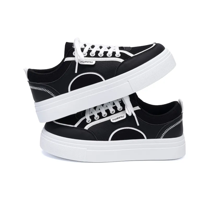 HUANQIU Coverage Lightweight And Breathable Low Top Skateboard Shoes Men's Black-1