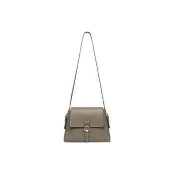 ZESH Litchi Grain Calfskin Shoulder Bag, Crossbody Bag Medium Size Women's Elephant Gray