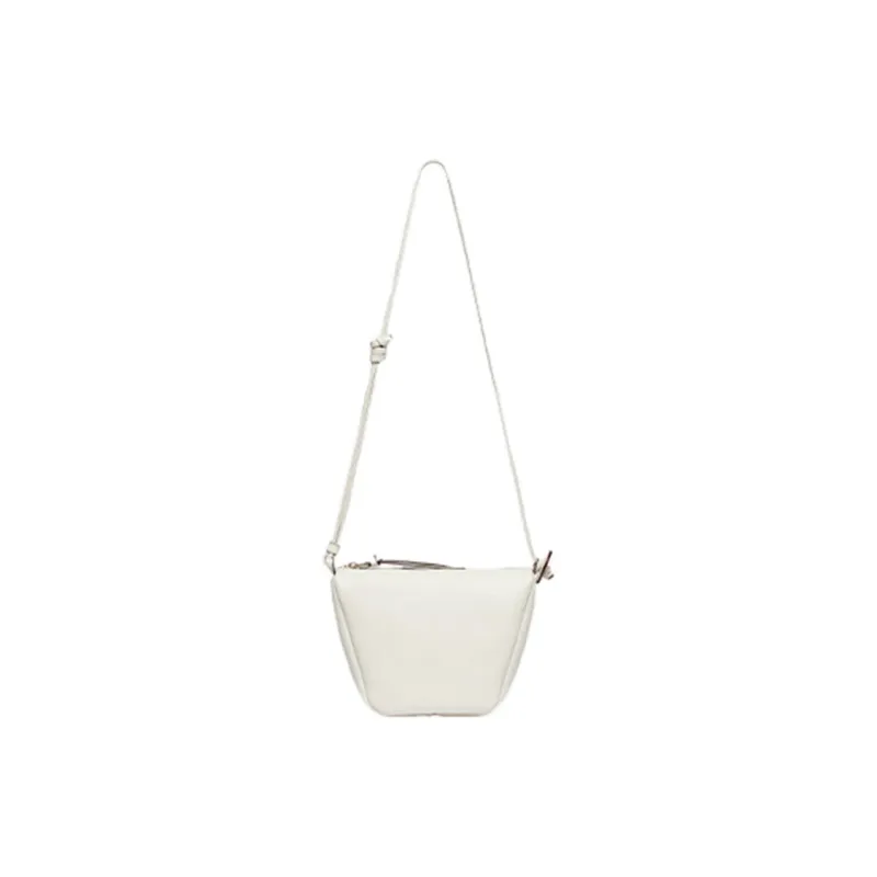 ZESH Litchi Grain Calfskin Shoulder Bag, Crossbody Bag Trumpets Women's Ecru-1