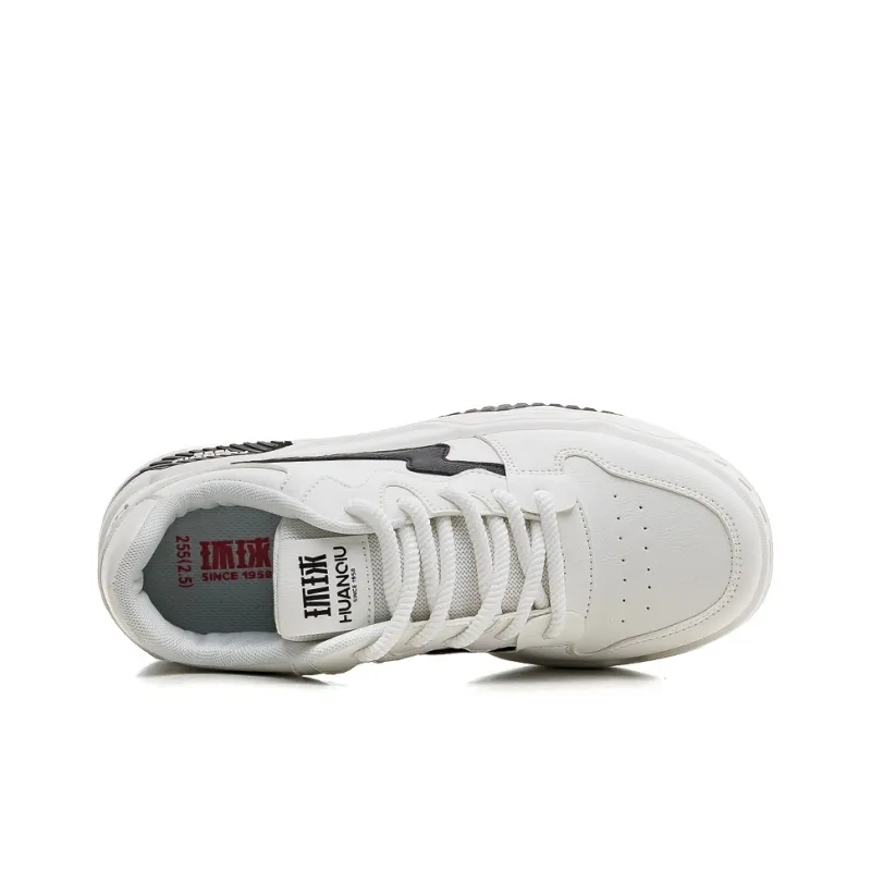 HUANQIU Slip Resistant Shock Absorbers With Abrasion Resistant Properties Low Top Skateboard Shoes Men's White Black-2