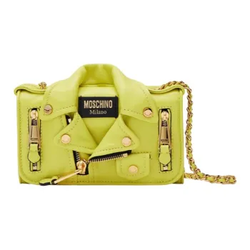 MOSCHINO Lambskin Biker Bag, Shoulder Bag Women's Yellow