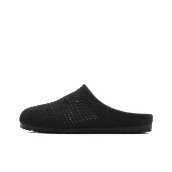 HUANQIU Rubber Sole Cut Out Woven Quiet, Odor Resistant, Slip Resistant Closed Toe Slippers Women's Black