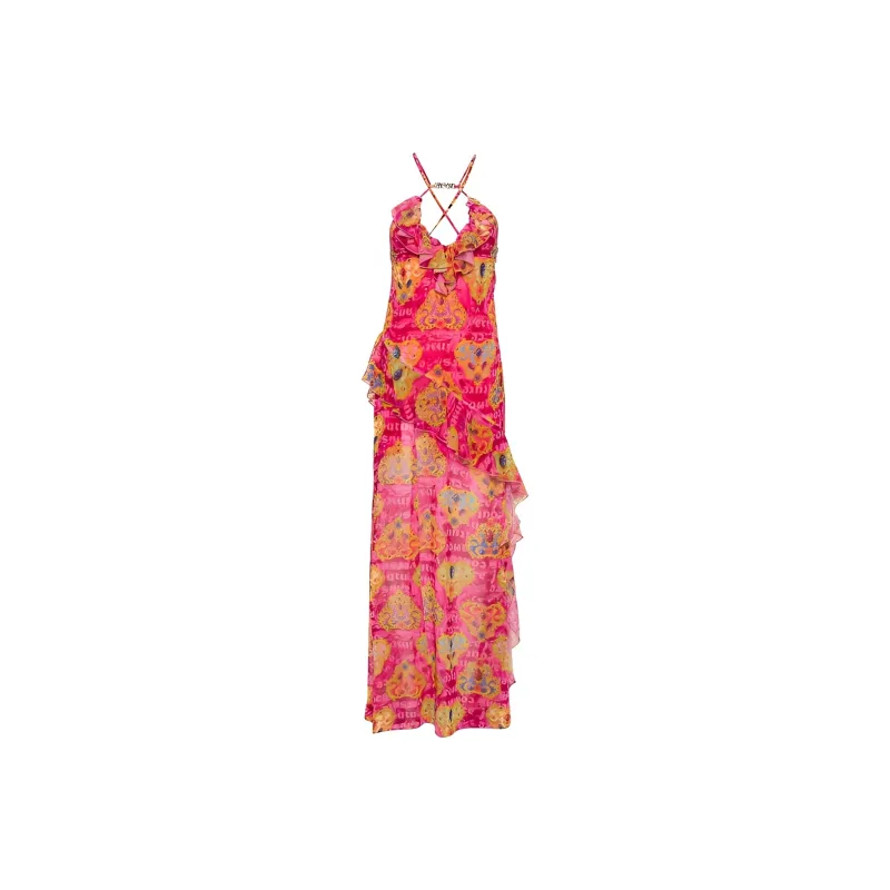 VERSACE JEANS COUTURE SS24 Sleeveless Dress Women's Peach Pink-0