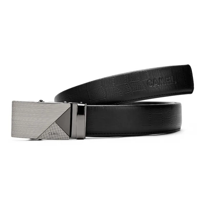 CAMEL Split Cow Leather With Transferred Belly Grain Leather Belts Men's 3.3CM-1