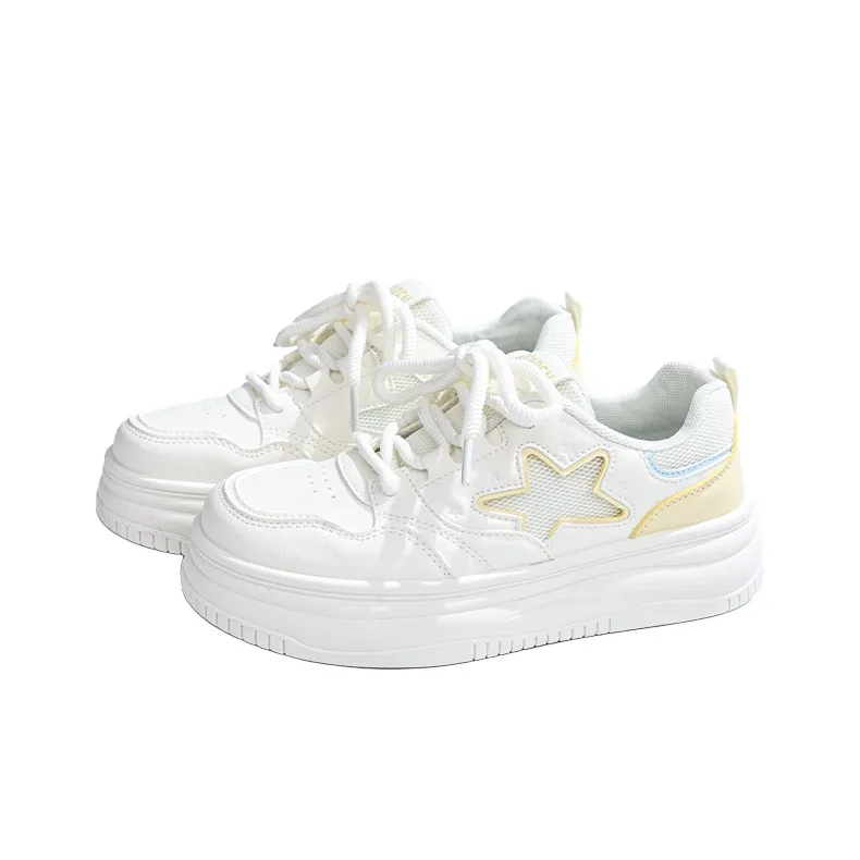 RENBEN Lightweight And Breathable Low Top Skateboard Shoes Women's Beige Yellow-2