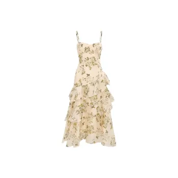 Mu Xiao Xin Slip Dresses Women's Green Floral