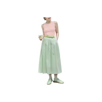 Wbwq Casual Long Skirts Women's Mint Green