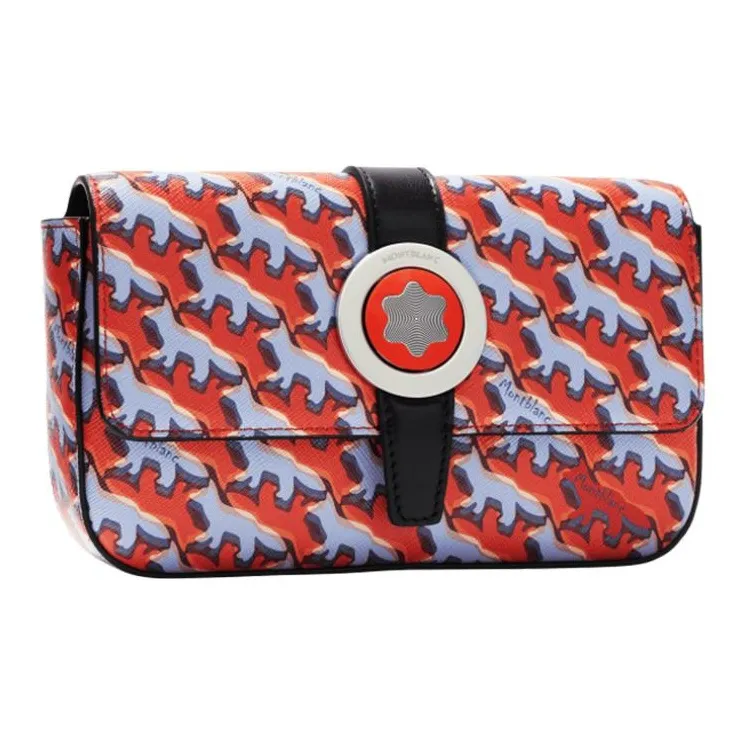 MONTBLANC MAISON KITSUNE Collaboration Leather Clutch, Crossbody Bag Regular Men's Orange-1