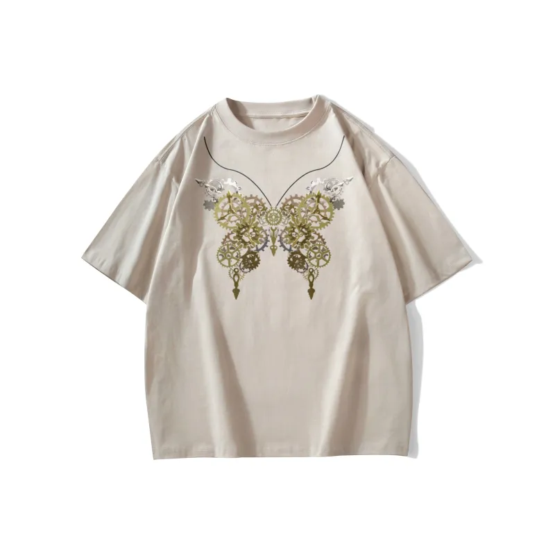 FONDLOOK T Shirts Unisex Light Beige Apricot-0