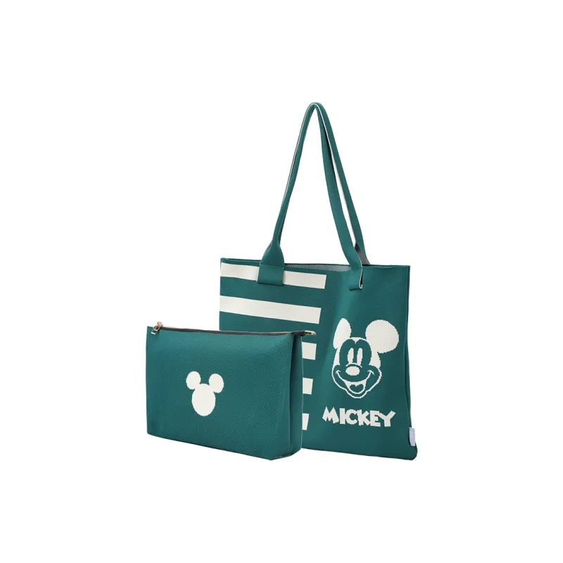 MESUCA ×Disney Brand Collaboration Edition Mickey Series Polyester Tote Handbag, Shoulder Bag Women's Green-4