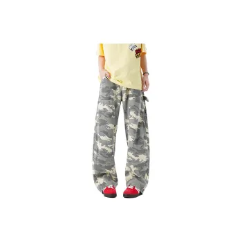 OPMO Casual Pants Unisex Camouflage Yellow