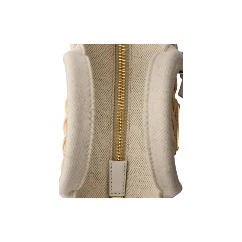 PRADA Rattan Tote Handbag Mini Women's White-3
