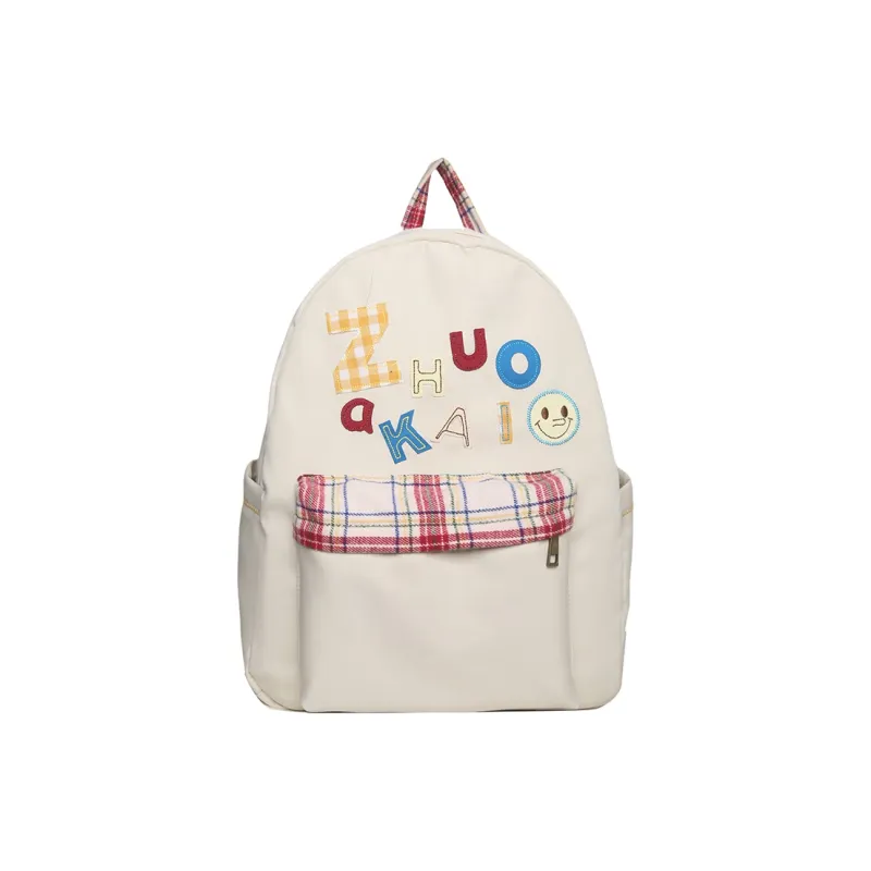 WICKBUEN Nylon Fabric Backpack Unisex White/Yellow/Green/Blue-0