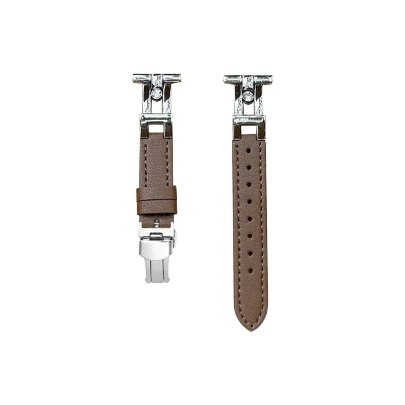 Dazzling Xiaomi Red Beige Compatibility Watch Band Stainless Steel, Leather Material-4