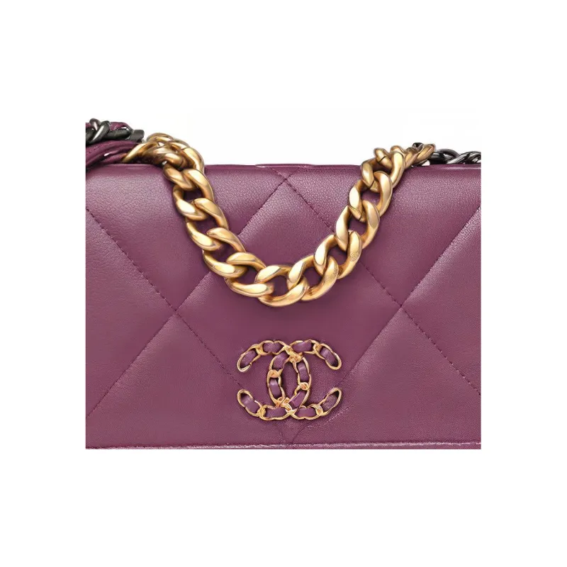 CHANEL 19Bag Lambskin Crossbody Bag, Shoulder Bag Women's Purple-2