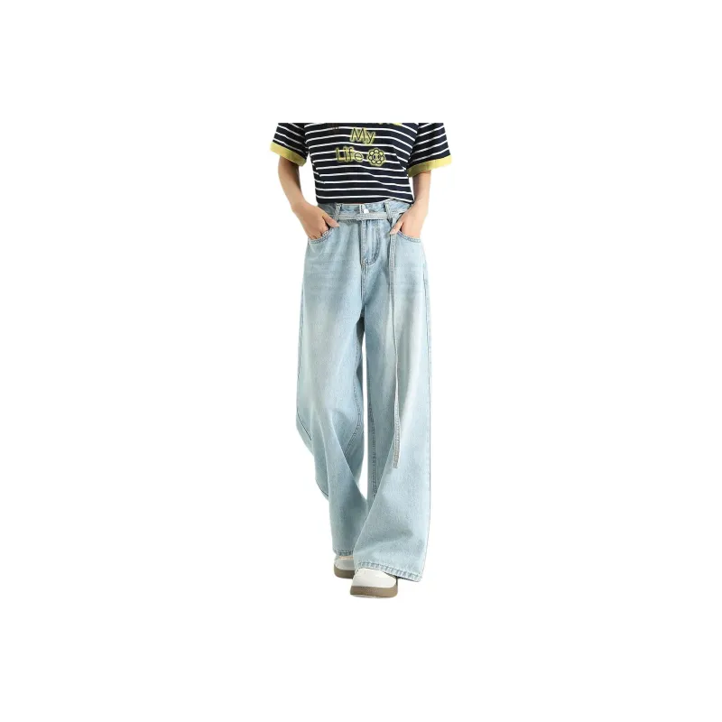 FAWENXIANGZI Jeans Women's Light Blue-0