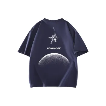 FONDLOOK T-Shirts Unisex Navy Blue