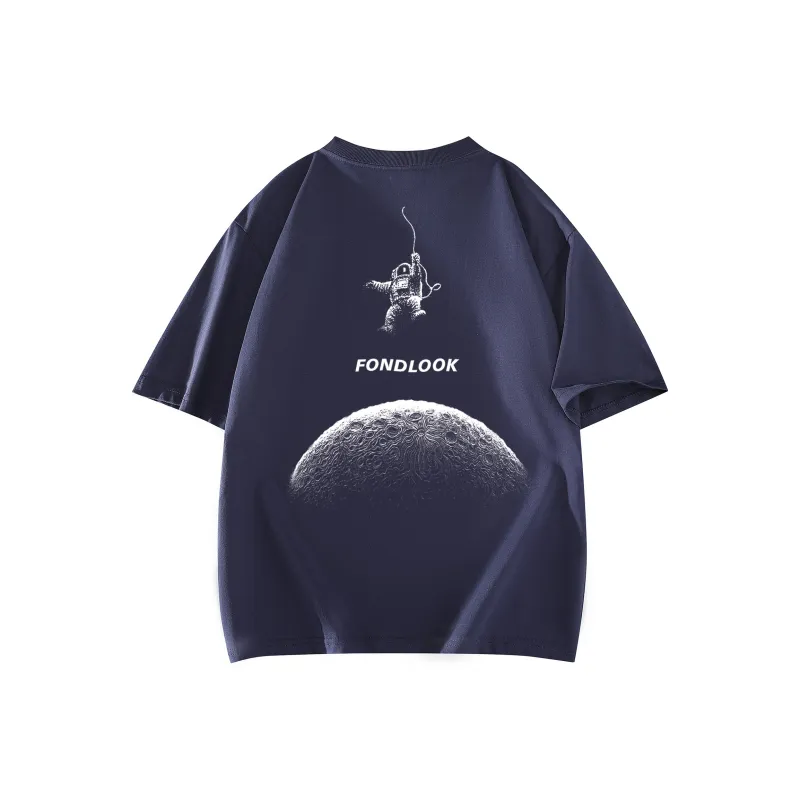 FONDLOOK T-Shirts Unisex Navy Blue-0
