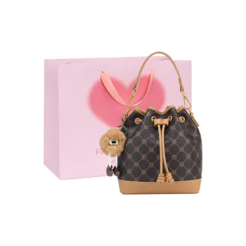 Old Man's Head PVC Bucket Bag Crossbody One Shoulder Handheld Handbag Women's Coffee