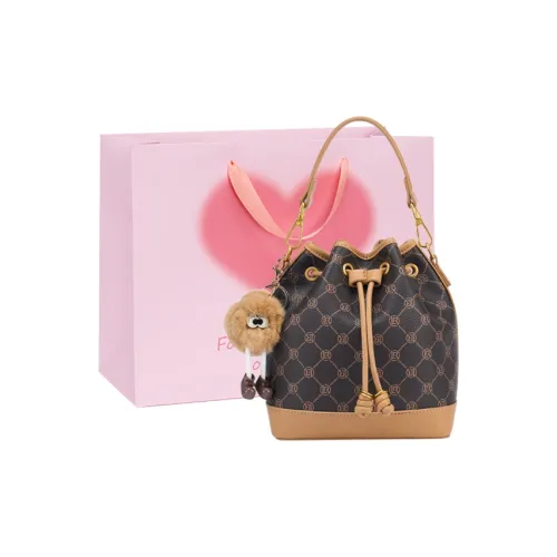 Old Man's Head PVC Bucket Bag Crossbody One Shoulder Handheld Handbag Women's Coffee