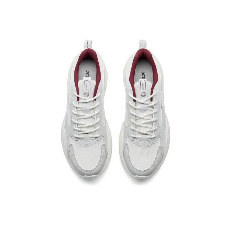 XTEP Abrasion Resistant Lightweight Slip Resistant Low Top Chunky Sneakers Men's White Gray-3