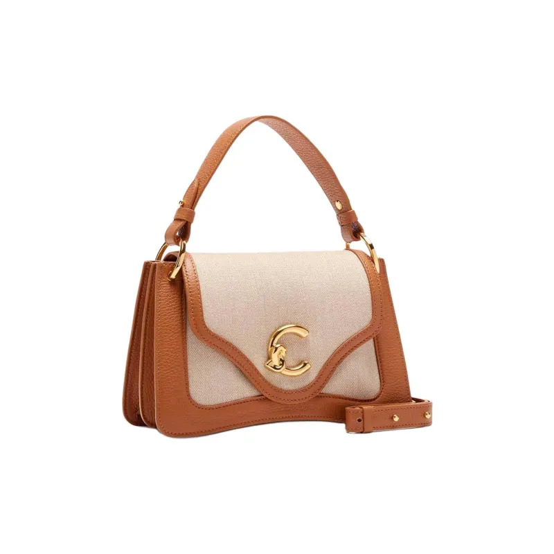 COCCINELLE C me Canvas Bag, Shoulder Bag, Crossbody Bag, Handbag Trumpets Women's Light Brown & Natural-1