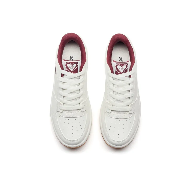 XTEP Wear resistant And Lightweight Low Top Skateboard Shoes Men's White Red-3