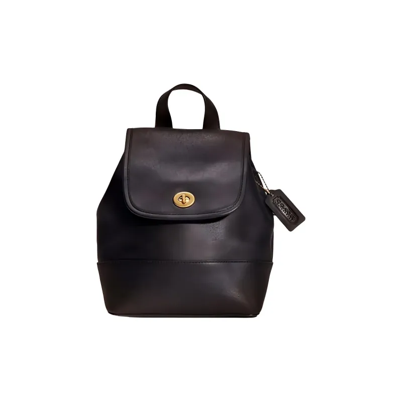 COACH Turnlock Glove Tanning Backpack Small Size Women's Black-0