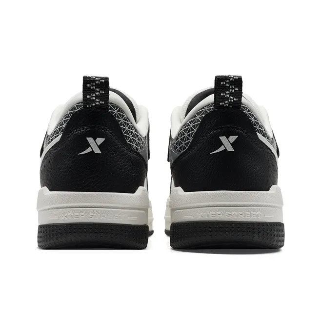 XTEP Reverse Abrasion Resistant Lightweight Height Increasing Low Top Skateboard Shoes Men's Black White Gray-4
