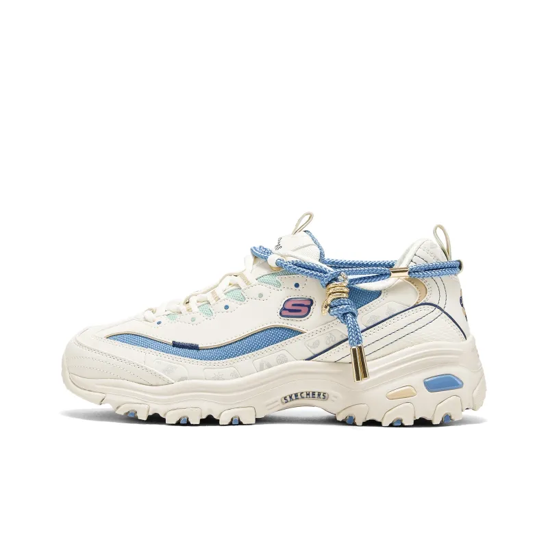 Skechers DLITES Anti Slip Wear Resistant Low Top Chunky Sneakers Women's White Blue-0