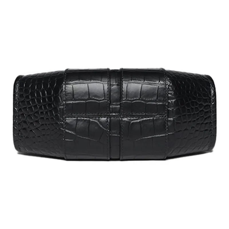 ZESH Calfskin One Shoulder Handbag Trumpets Women's Black-4