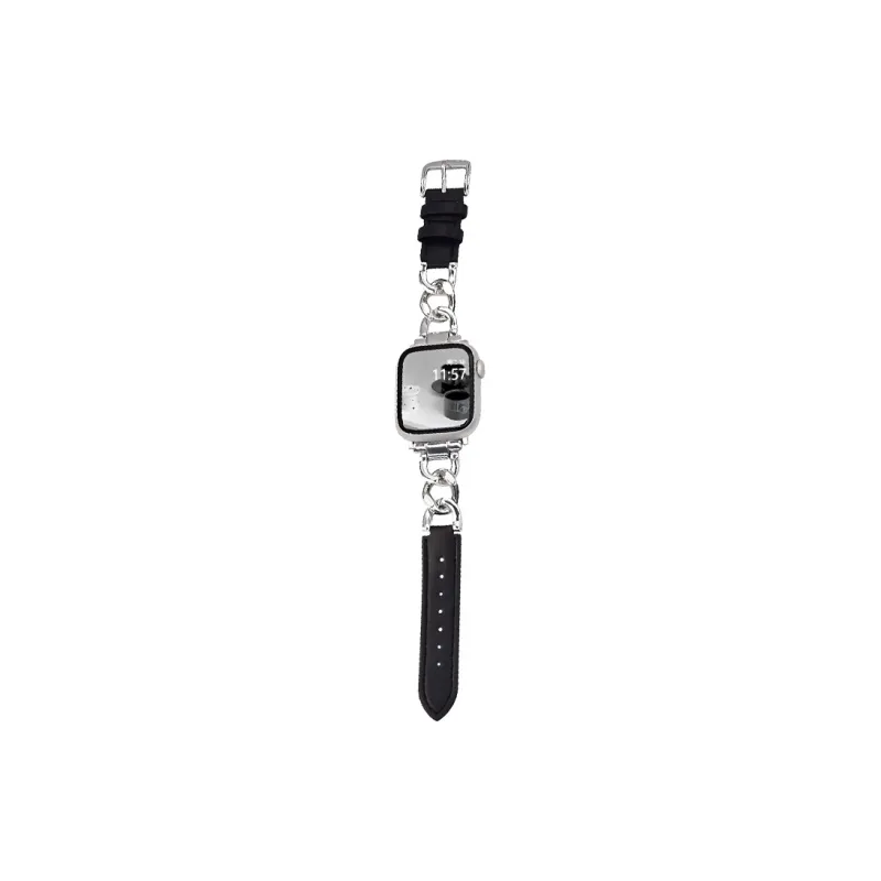 KVZUVUU Apple Compatibility Watch Band Metal, Leather Material-0