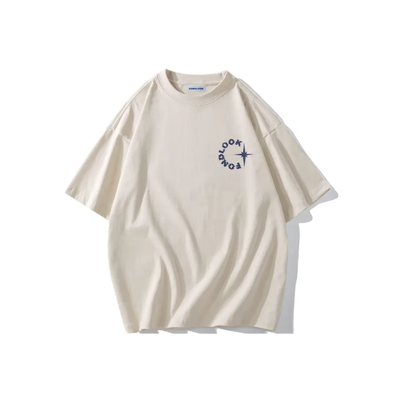 FONDLOOK T-Shirts Unisex Light Beige Apricot-1